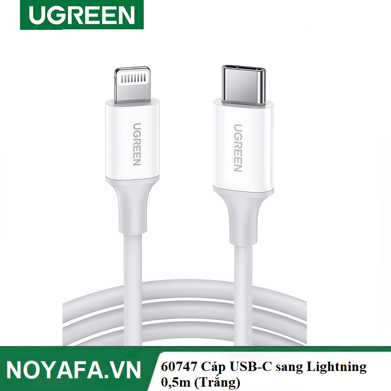 UGREEN 60747 Cáp USB-C sang Lightning  0,5m (Trắng) cao cấp