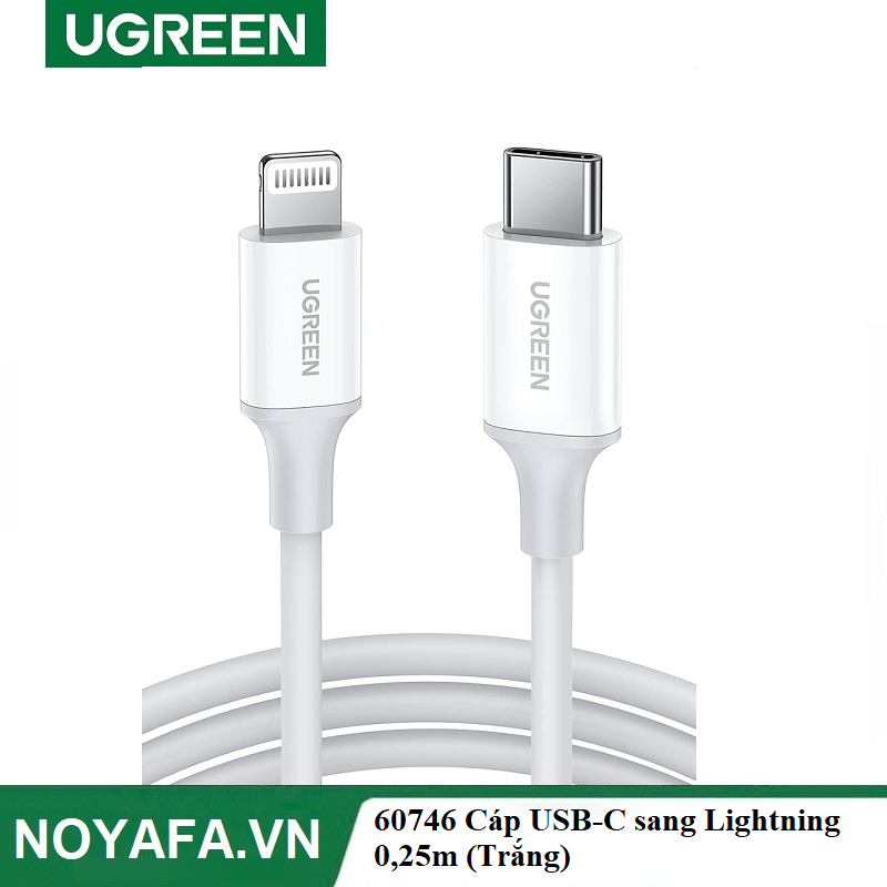 UGREEN 60746 Cáp USB-C sang Lightning  0,25m (Trắng)