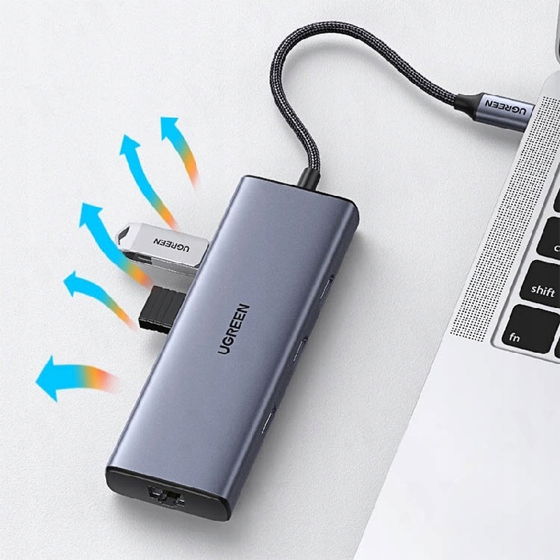 Ugreen 90119 - Bộ chuyển đổi USB-C sang 2 HDMI 4K60HZ 9 in 1