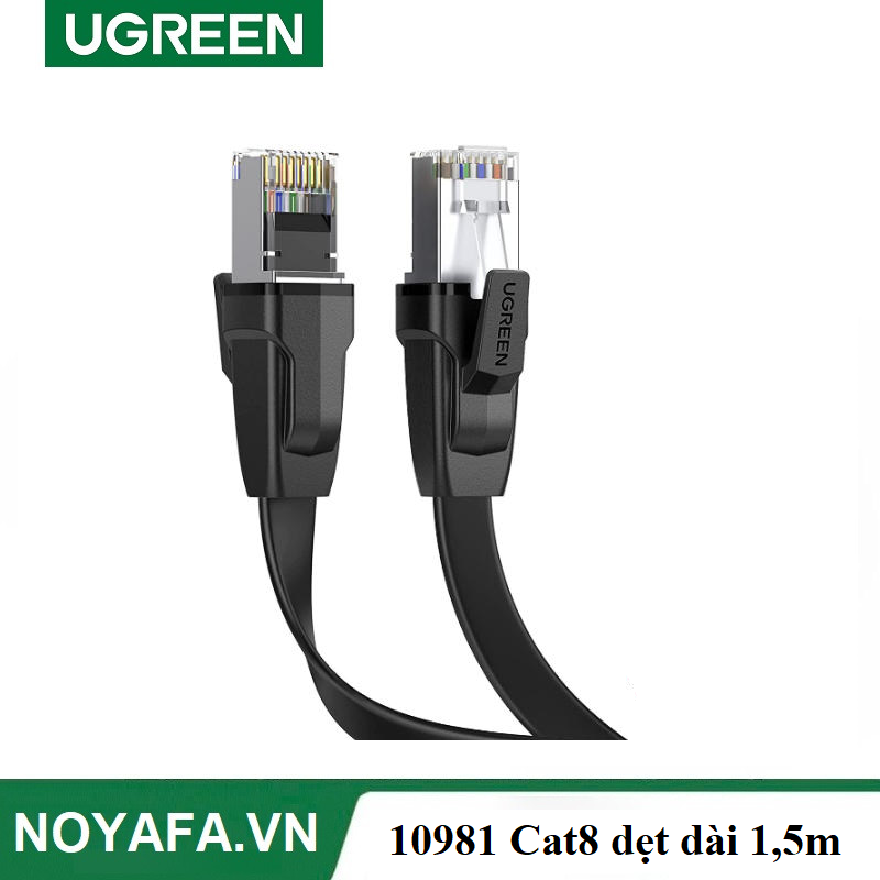 UGREEN 10981 Cáp mạng đúc sẵn dẹt Cat8 dài 1,5m màu đen chính hãng