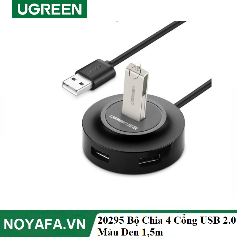 UGREEN 20295 Bộ Chia 4 Cổng USB 2.0  Màu Đen  1,5m cao cấp