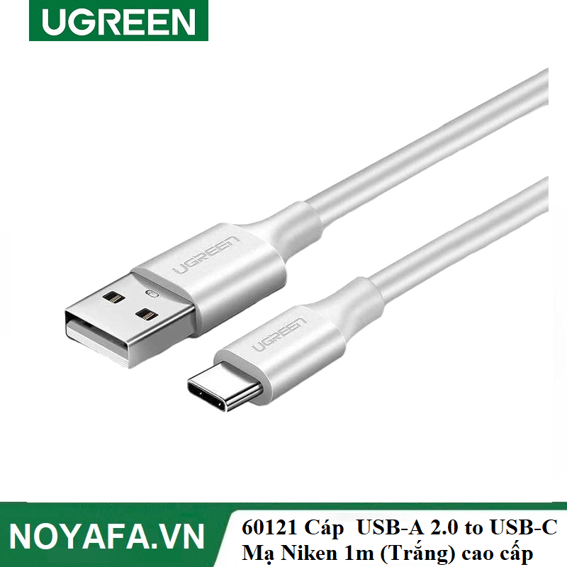 Ugreen 60121 Cáp UGREEN USB-A 2.0 to USB-C Mạ Niken 1m (Trắng) cao cấp