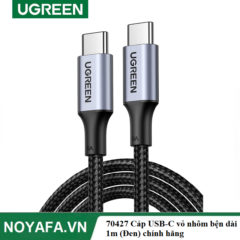 UGREEN 70427 Cáp USB-C vỏ nhôm bện dài 1m (Đen) chính hãng