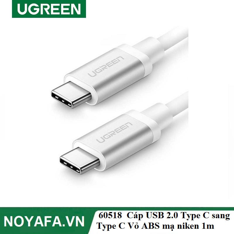 UGREEN 60518  Cáp USB 2.0 Type C sang Type C Vỏ ABS mạ niken 1m (Trắng)