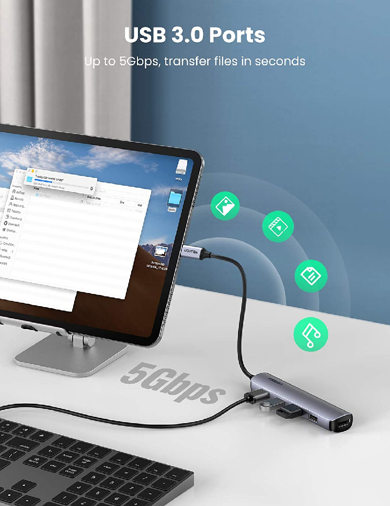 Ugreen 20197 Bộ chuyển đổi UGREEN USB-C sang 4*USB 3.0+HDMI 4K 30Hz