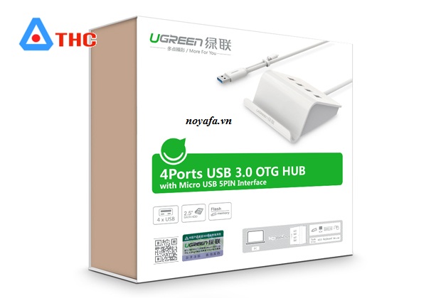 Bộ chia 4 cổng USB 3.0 hỗ trợ nguồn 5V-3A chính hãng, 