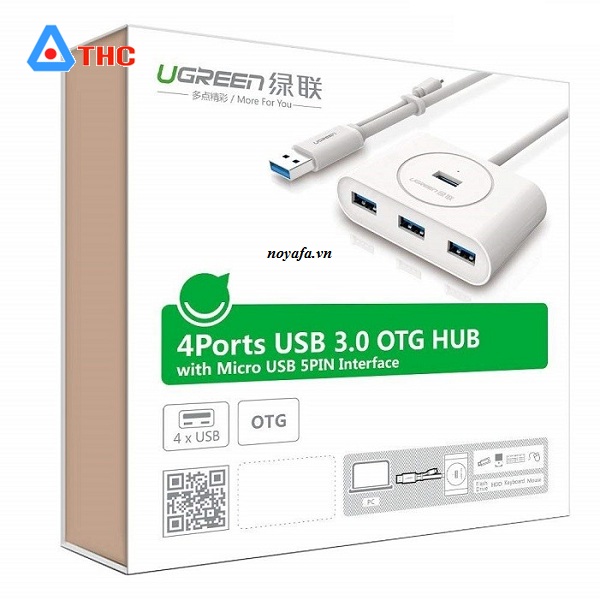 Bộ chia USB, hub 4 cổng USB 3.0 hỗ trợ OTG Chính hãng Ugreen 20284