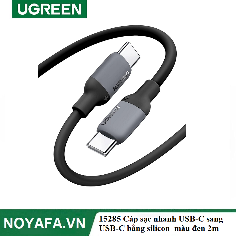 UGREEN 15285 Cáp sạc nhanh USB-C sang USB-C bằng silicon UGREEN màu đen dài 2m