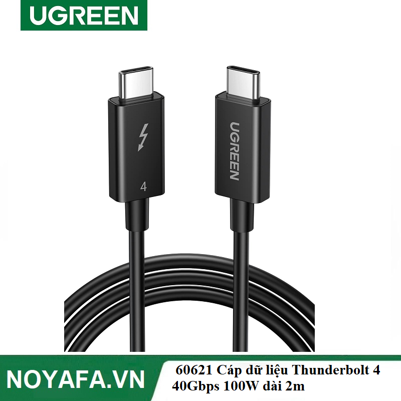 UGREEN 60621 Cáp dữ liệu UGREEN Thunderbolt 4 40Gbps 100W dài 2m (Đen) chính hãng