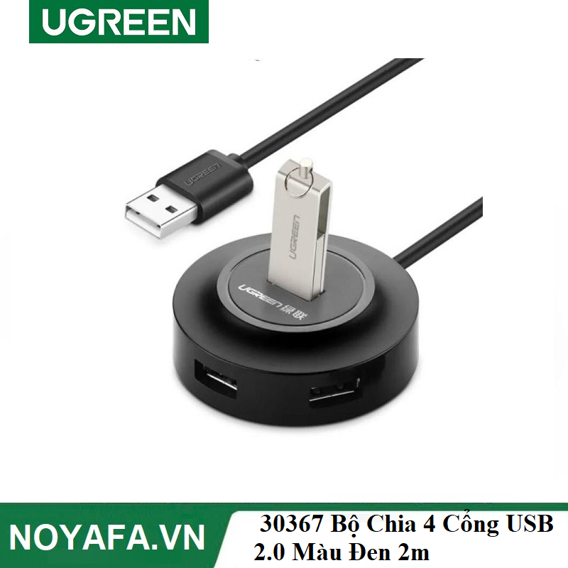 UGREEN 30367 Bộ Chia 4 Cổng USB 2.0  Màu Đen  2m cao cấp