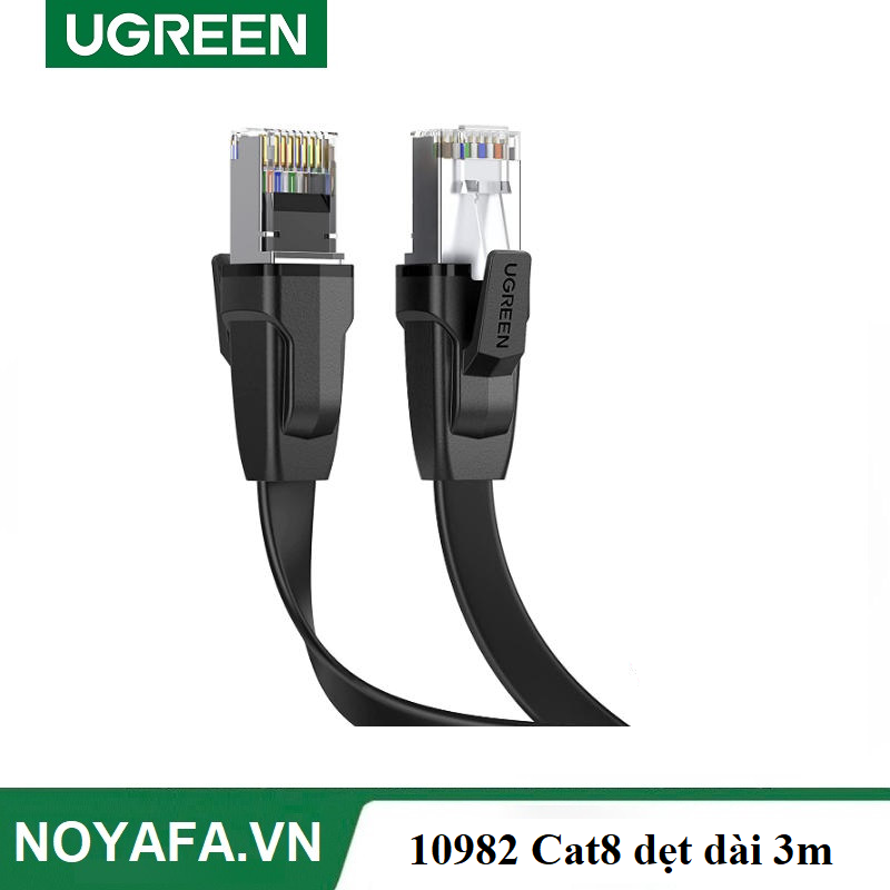 UGREEN 10982 Cáp mạng đúc sẵn dẹt Cat8 dài 3m màu đen chính hãng