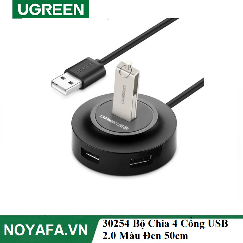 UGREEN 30254 Bộ Chia 4 Cổng USB 2.0  Màu Đen  50cm cao cấp