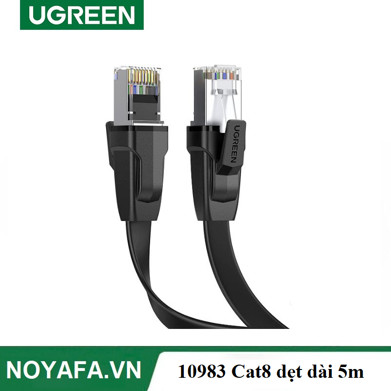 UGREEN 10983 Cáp mạng đúc sẵn dẹt Cat8 dài 5m màu đen chính hãng