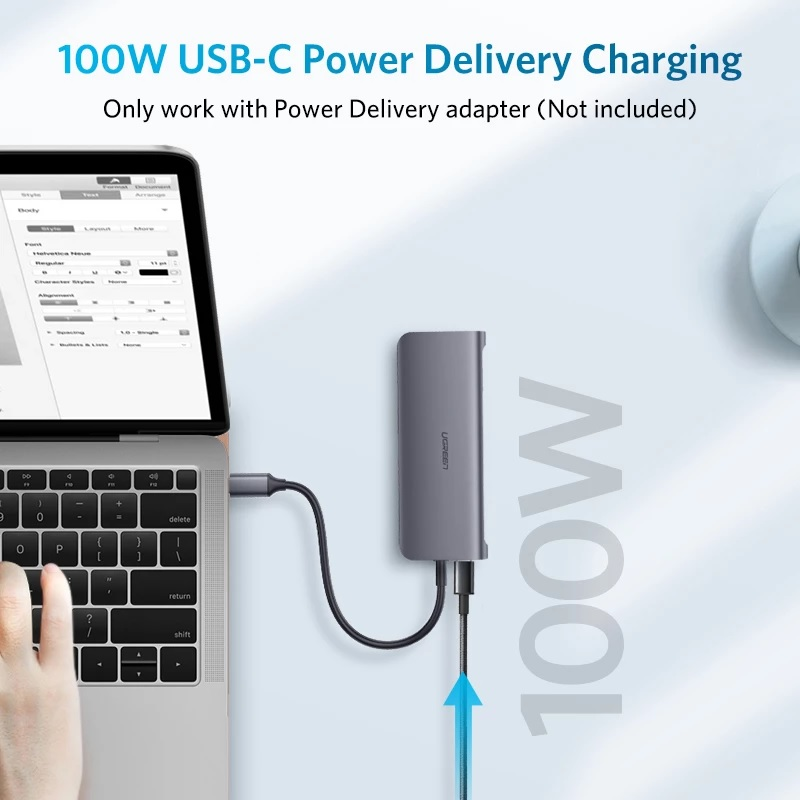 UGREEN 70490 Bộ chuyển đổi đa chức năng USB-C  (Xám không gian) 4k@60hz