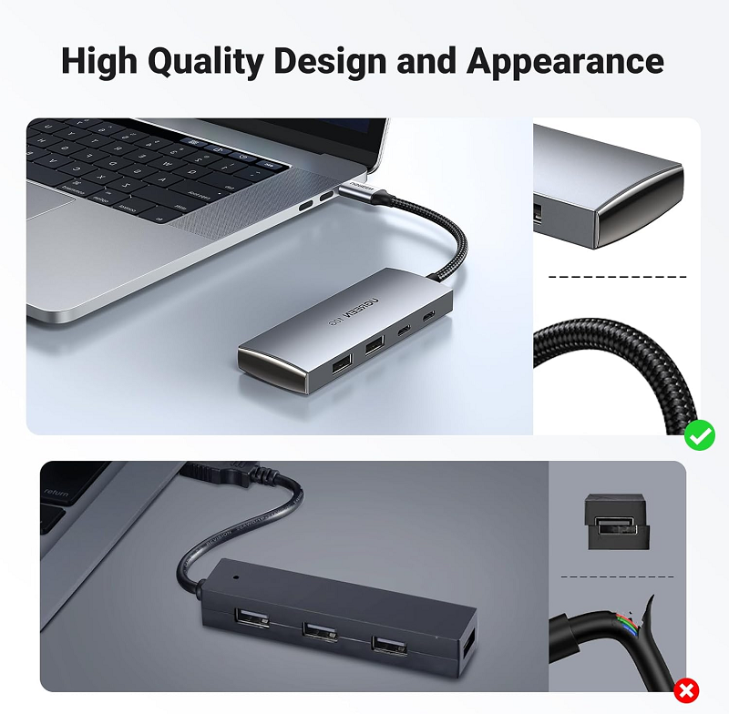 UGREEN 30758 Bộ chia USB Type-C ra 2 USB Type-C 3.2 và 2 USB Type-A 3.2 tốc độ 10Gpbs