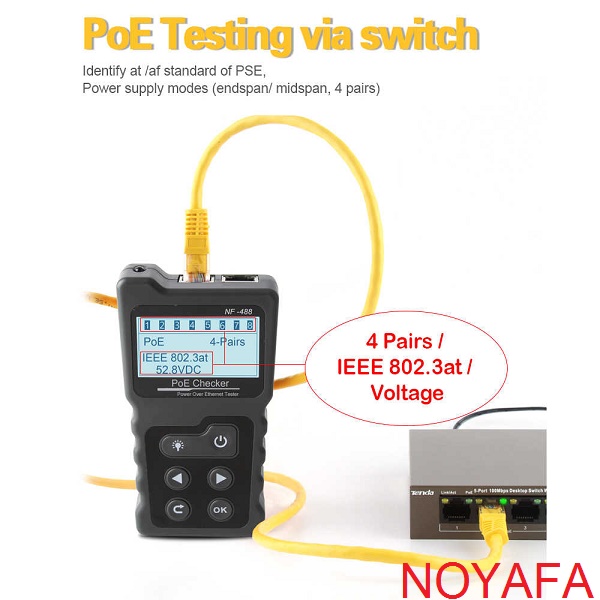 Máy Test Và Kiểm Tra Tín Hiệu Cáp Mạng POE NOYAFA NF-488