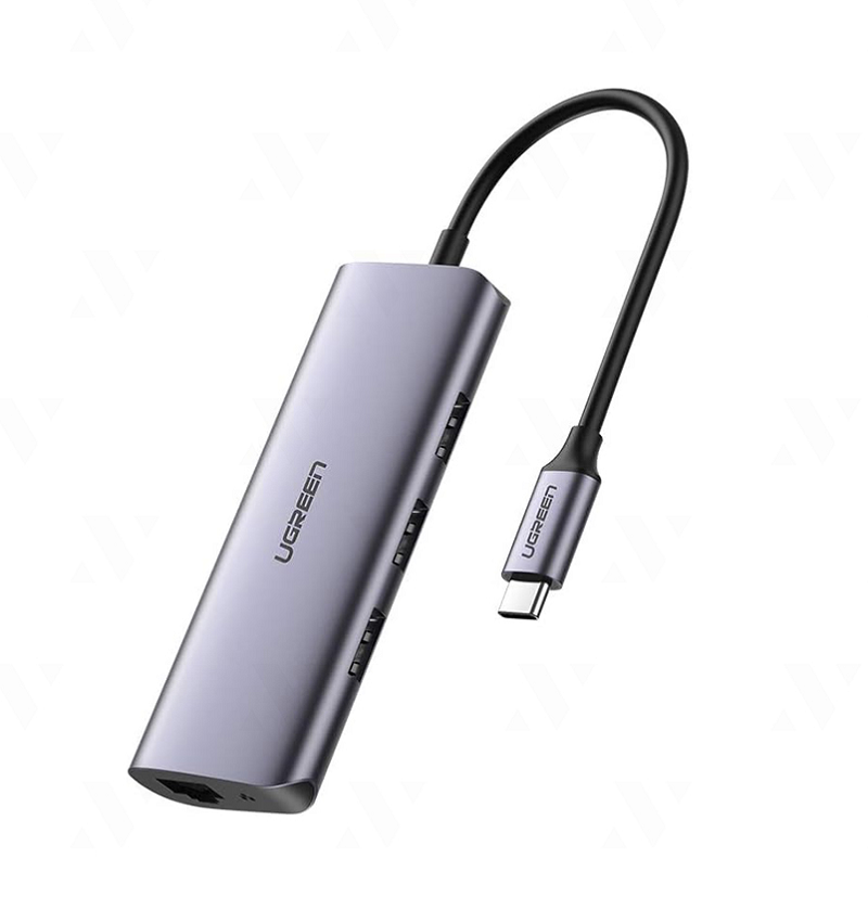 Ugreen 60718 Bộ chuyển đổi đa chức năng USB-C sang 3 x USB 3.0+RJ45+Micro USB