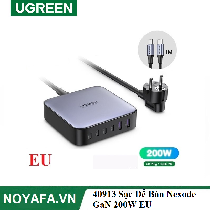 Ugreen 40913 Sạc Để Bàn Nexode GaN 200W EU cao cấp