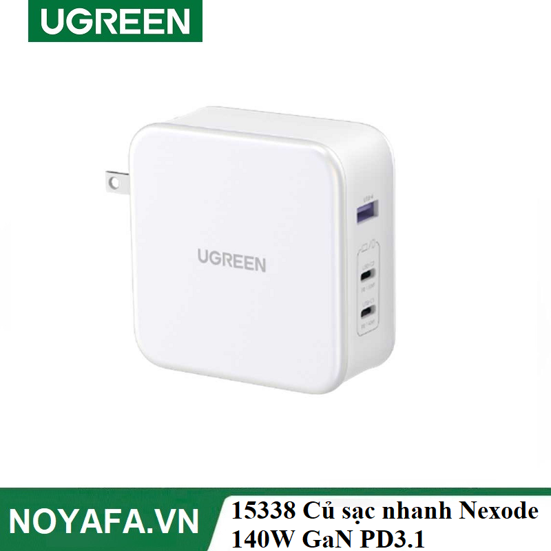 UGREEN 15338 Củ sạc nhanh Nexode 140W GaN PD3.1, 2 USB Type-C và 1 USB Type-A  cao cấp (US)