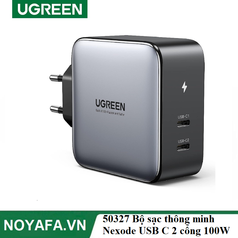 UGREEN 50327 Bộ sạc thông minh Nexode USB C 2 cổng 100W của Mỹ