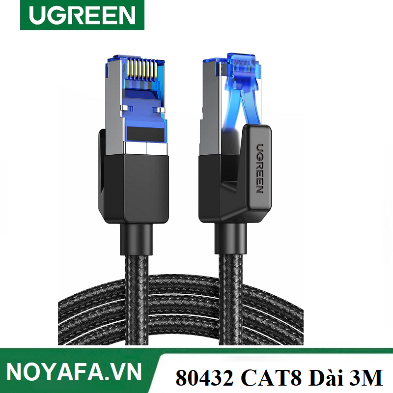 UGREEN 80432 Cáp mạng CAT8 đúc sẵn bọc dù dài 3M cao cấp