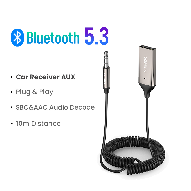 Ugreen 70601, Bộ thu Bluetooth 5.0 dài 1.5M hỗ trợ Mic cổng 3.5mm