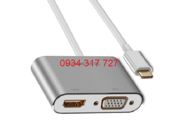 Cáp USB type C sang HDMI + VGA