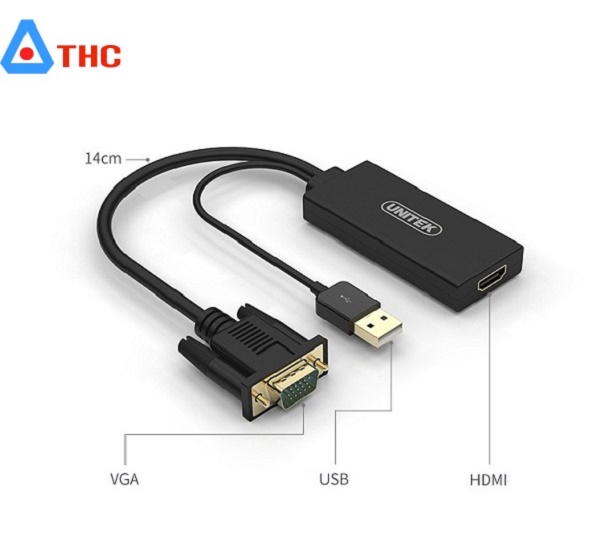 Cáp chuyển đổi VGA to HDMI Unitek Y-8711