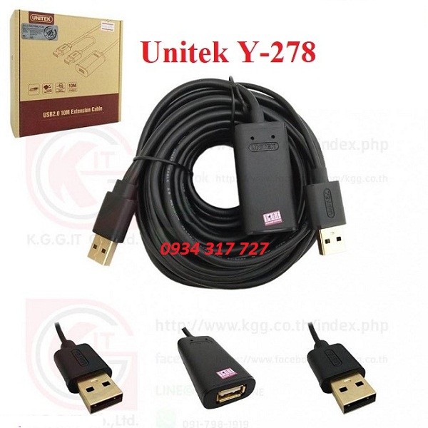 Cáp USB 2.0 10M Unitek Y-278 Chính Hãng