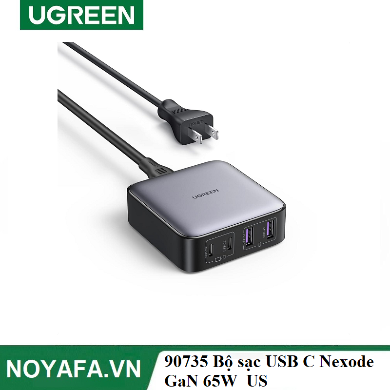 Ugreen 90735 Bộ sạc USB C Nexode GaN 65W Desktop Charger US cao cấp