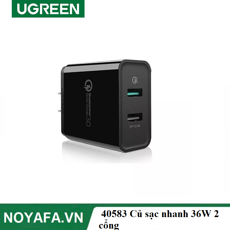 Ugreen 40583 Củ sạc nhanh 36W 2 cổng hỗ trợ Quick Charge 3.0 chính hãng