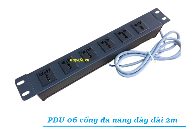 thanh nguồn PDU 6 ổ cắm 3 chấu đa dụng