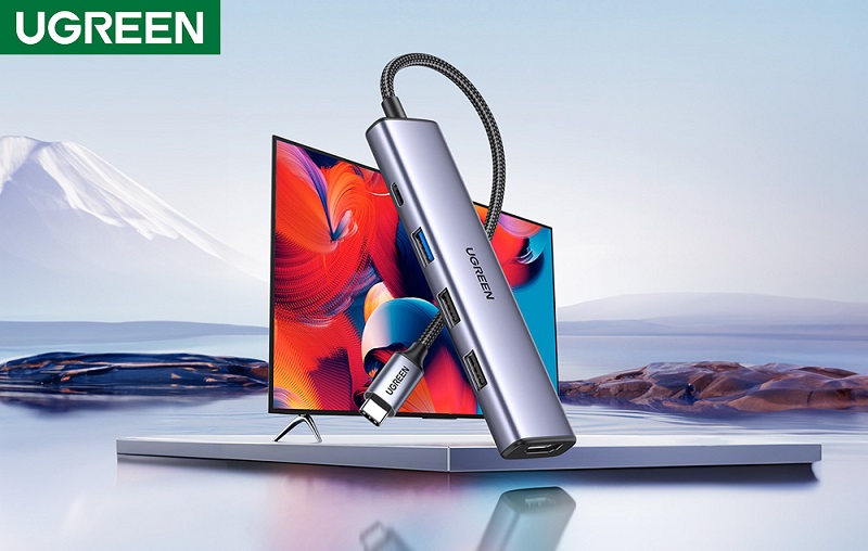 ugreen 15495 Bộ chuyển đổi USB-C đến 2xUSB-A 2.0+1xUSB-A 3.0+HDMI+PD 4K@30Hz