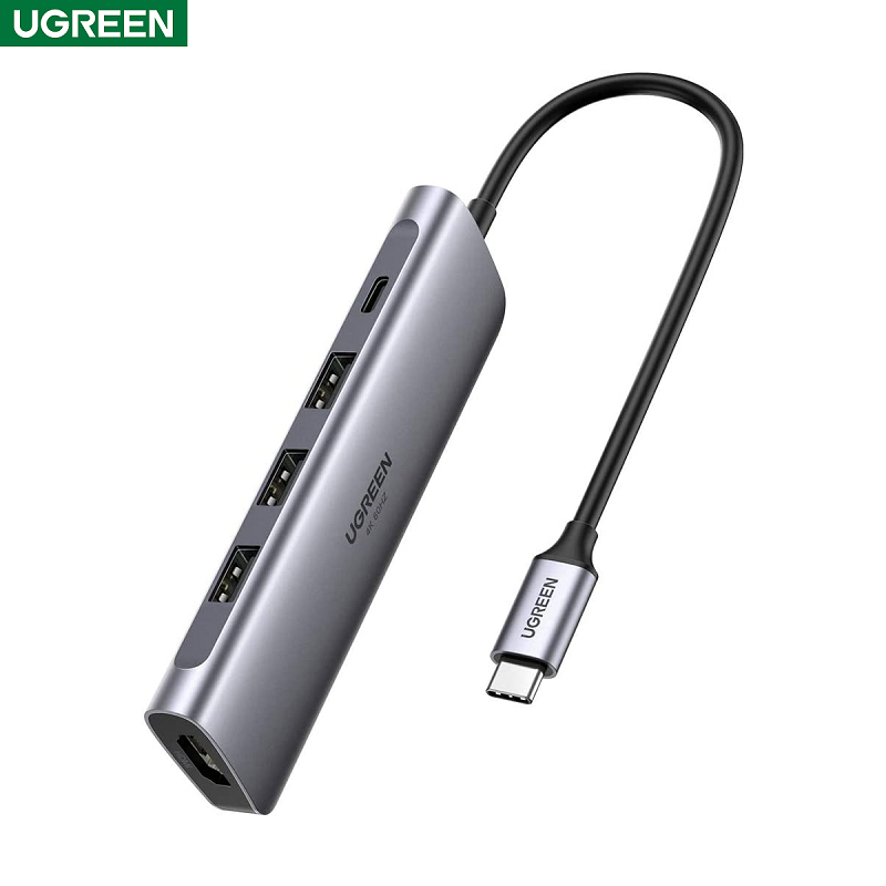 ugreen 15495 Bộ chuyển đổi USB-C đến 2xUSB-A 2.0+1xUSB-A 3.0+HDMI+PD 4K@30Hz