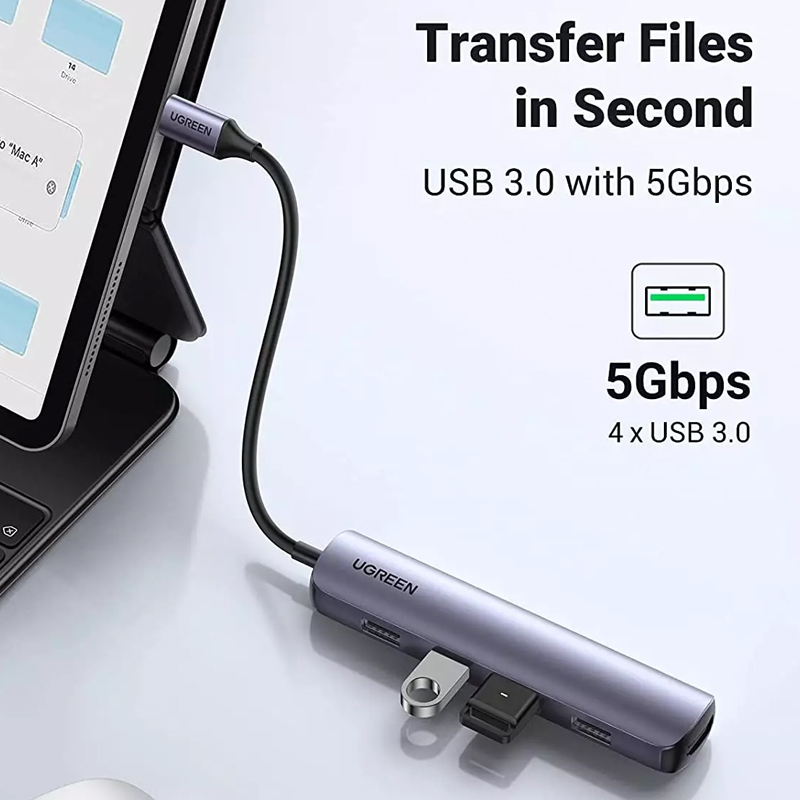 Ugreen 20197 Bộ chuyển đổi UGREEN USB-C sang 4*USB 3.0+HDMI 4K 30Hz