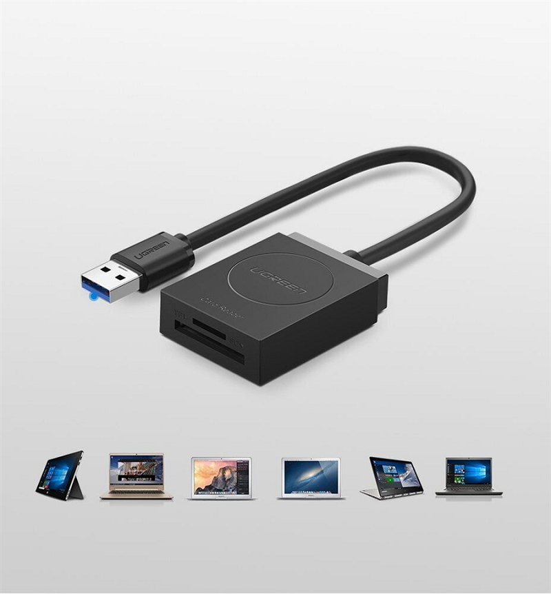 Ugreen 20250, Đầu đọc thẻ USB 3.0 hỗ trợ SD/TF chính hãng Cao cấp