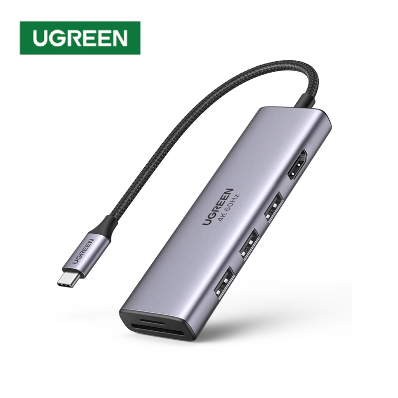 Ugreen 20934 Bộ chuyển UGREEN USB-C sang 3*USB 3.0 + HDMI + RJ45 4K60Hz