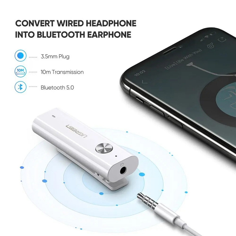 Ugreen 40854 , Bộ thu Bluetooth 5.0 cho loa, tai nghe chính hãng hỗ trợ APTX Cao Cấp