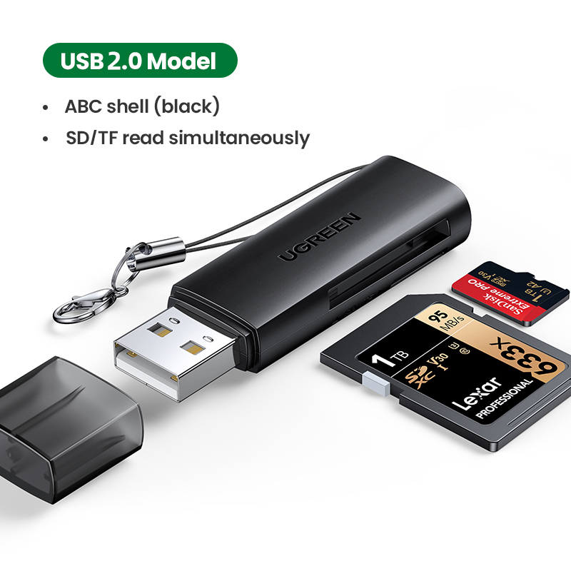 Ugreen 60721, Đầu đọc thẻ USB 2.0 hỗ trợ thẻ SD/TF cao cấp