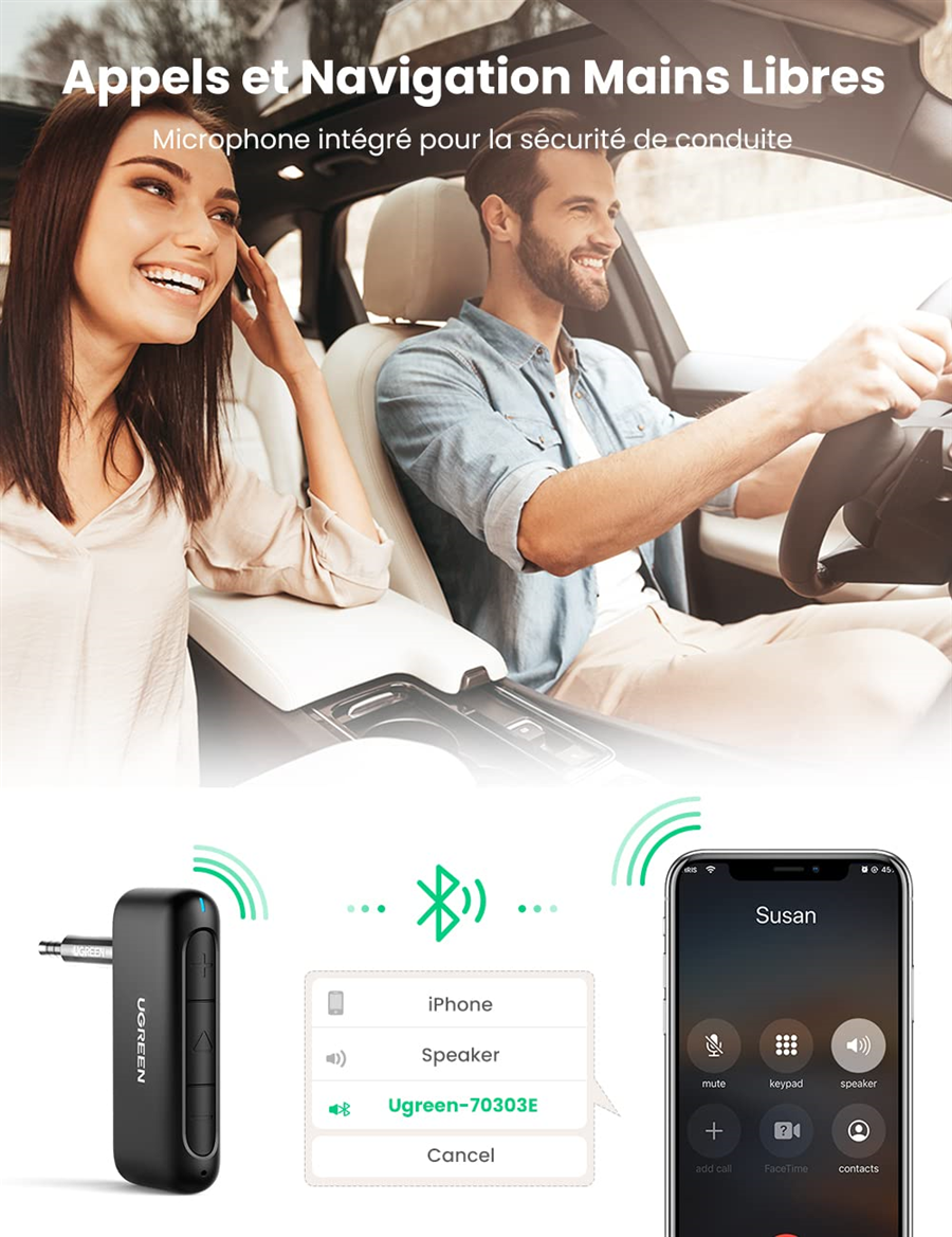 Ugreen 70303, Bộ thu Bluetooth 5.0 có Jack 3.5mm Cao Cấp Chính Hãng