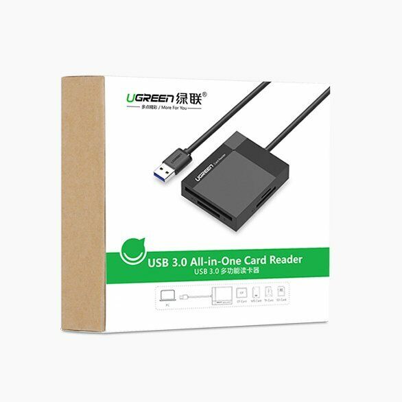 Ugreen 30333, Đầu đọc thẻ USB 3.0 dài 0.5M hỗ trợ SD/TF/MS/CF Cao cấp