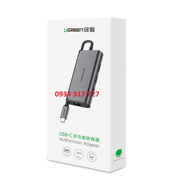 Tổng đại lý phân phối Bộ chuyển USB Type C Lan 100/1000 kèm 3 cổng USB 3.0 Ugreen cao cấp 50252