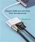 Bộ chuyển đổi USB-C sang HDMI + VGA UGREEN 50505 hỗ trợ sạc PD (màu bạc)