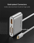 Bộ chuyển đổi USB-C sang HDMI + VGA UGREEN 50505 hỗ trợ sạc PD (màu bạc)