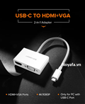 Bộ chuyển đổi USB Type C sang HDMI + VGA UGREEN 30843 màu trắng chính hãng