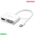 Bộ chuyển đổi USB Type C sang HDMI + VGA UGREEN 30843 màu trắng chính hãng