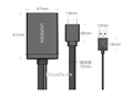 Cáp chuyển đổi UGREEN 40238 HDMI + USB sang DisplayPort dài 0.5m (Màu đen)