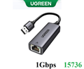 Cáp chuyển USB-A 3.0 sang Lan 10/100/1000Mbps Ugreen 15736 vỏ nhôm cao cấp