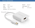 Cáp chuyển USB-C sang HDMI UGREEN 40273 màu trắng chính hãng