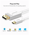 Cáp chuyển USB Type C sang DisplayPort UGREEN 40420 dài 1.5m (Trắng)